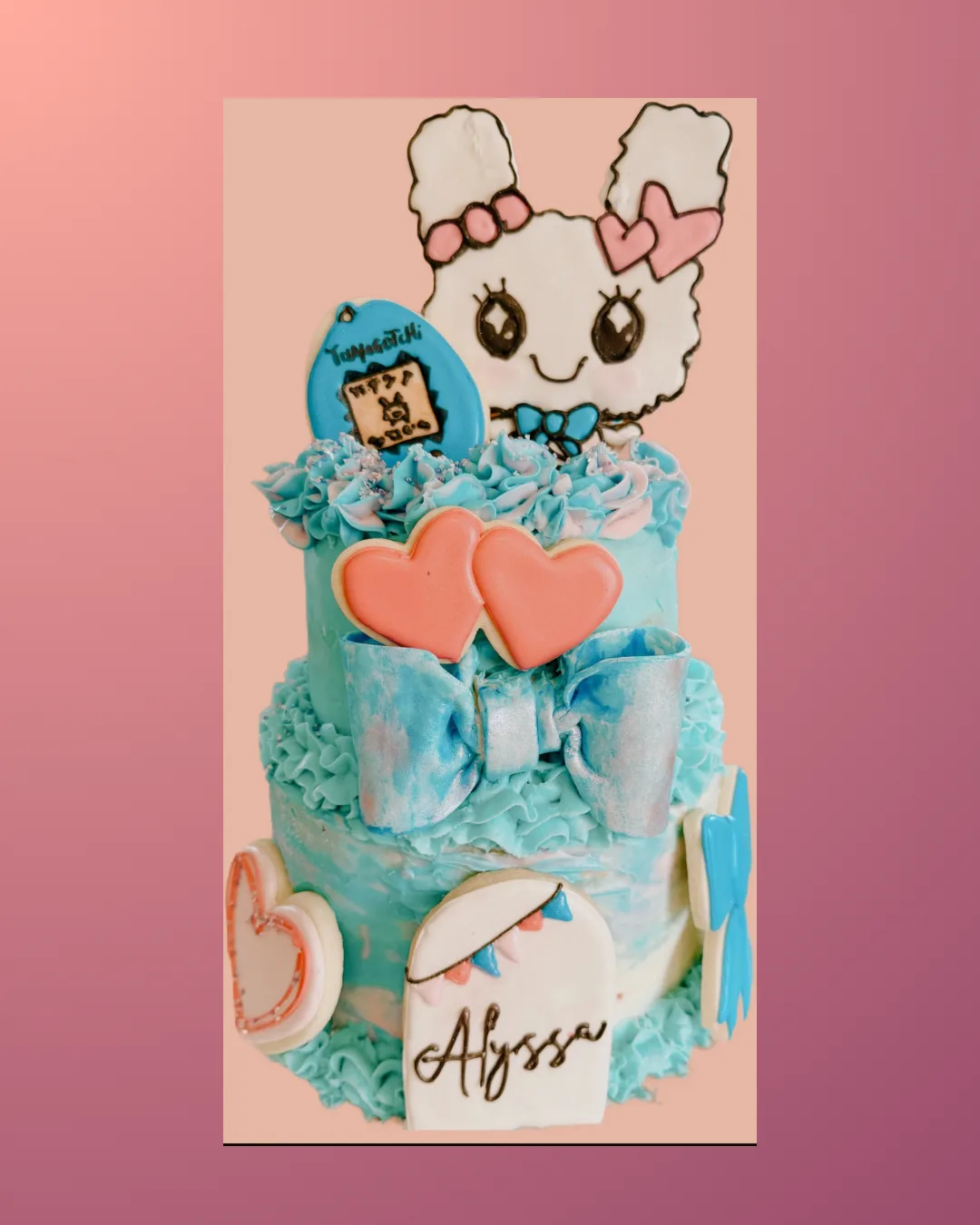 Pastel Tamagotchi birthday cake